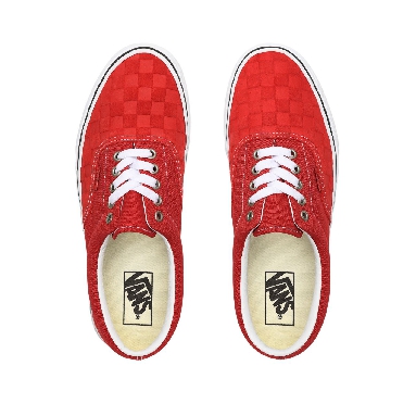 Vans Deboss Checkerboard Era Red Classic Mens Womens - (Deboss Checkerboard) Pompeian Red/True White VN0A4U39WJ2 Shoes