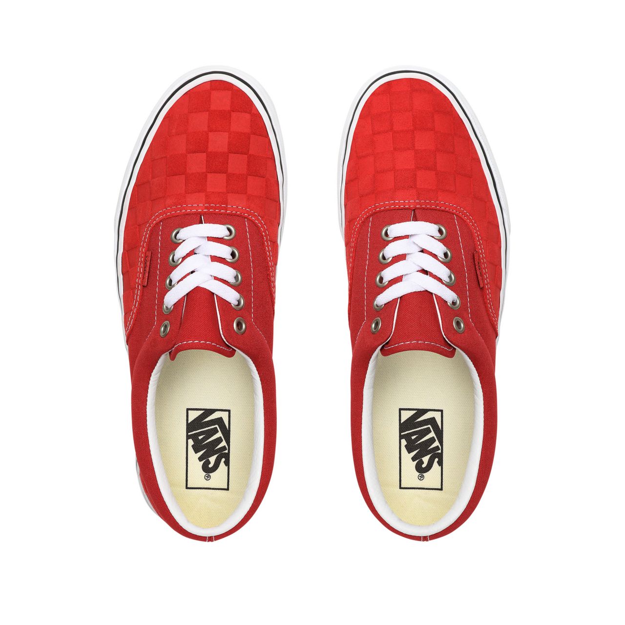 Vans Deboss Checkerboard Era Red Classic Mens Womens - (Deboss Checkerboard) Pompeian Red/True White VN0A4U39WJ2 Shoes