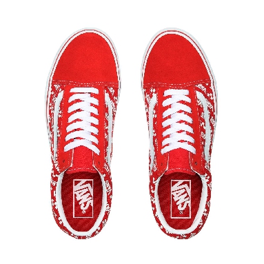 Vans Logo Repeat Old Skool Red Classic Mens Womens - (Logo Repeat) Racing Red/True White VN0A4U3BW35 Shoes