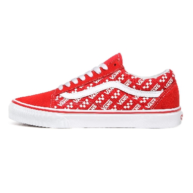 Vans Logo Repeat Old Skool Red Classic Mens Womens - (Logo Repeat) Racing Red/True White VN0A4U3BW35 Shoes