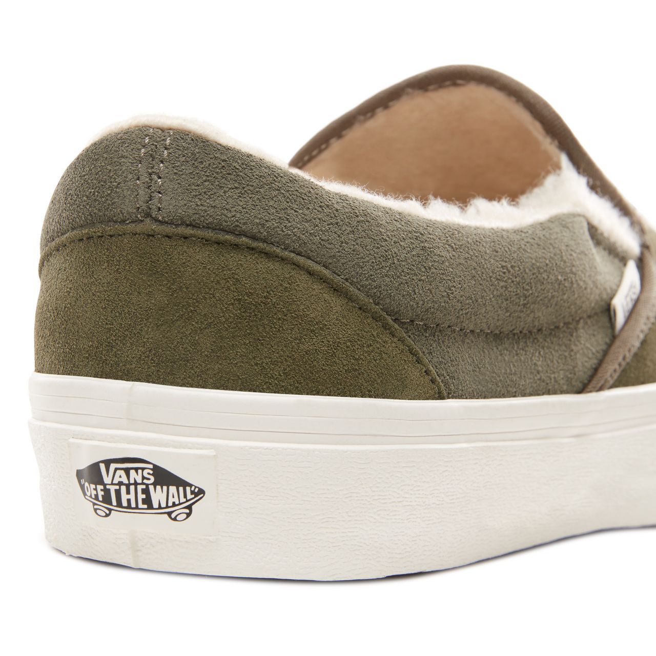 Vans Suede and Sherpa Classic Slip-On Classic Mens Womens - (Suede/Sherpa) Grape Leaf/Dusty Olive VN0A38F7ULZ Shoes