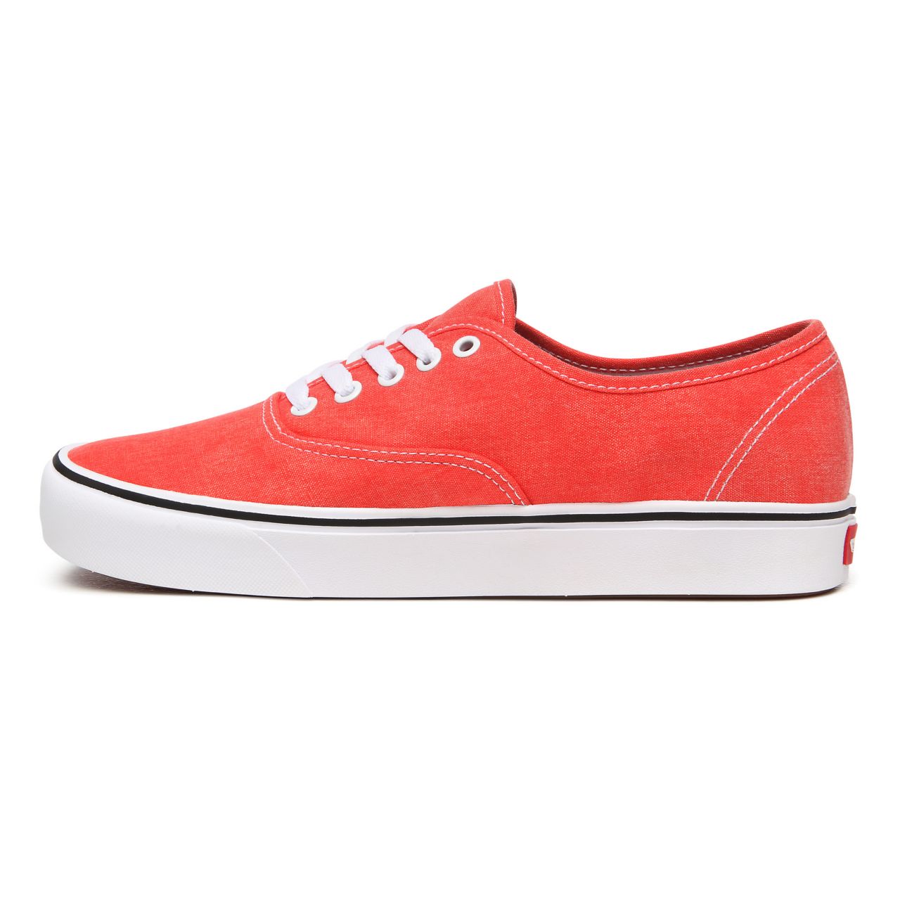 Vans Washed Canvas ComfyCush Authentic Red Classic Mens Womens - (Washed Canvas) Grenadine VN0A3WM7WWC Shoes