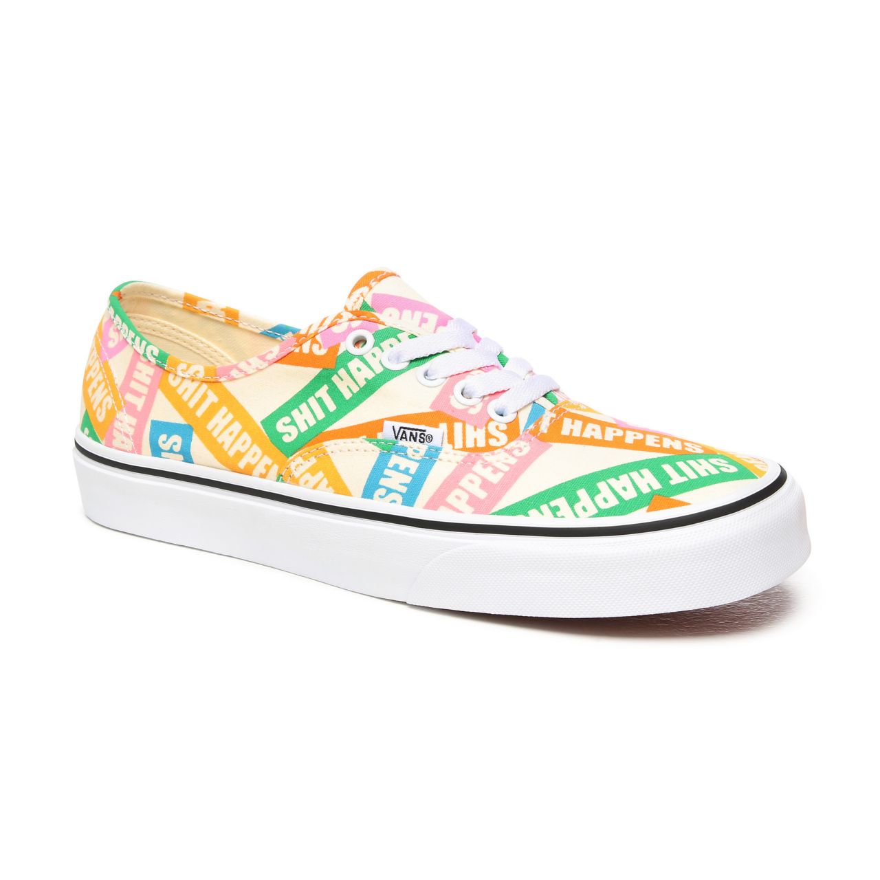 Vans Shit Happens Authentic Multicolour Classic Mens Womens - (Shit Happens) Multi/True White VN0A2Z5IWN9 Shoes