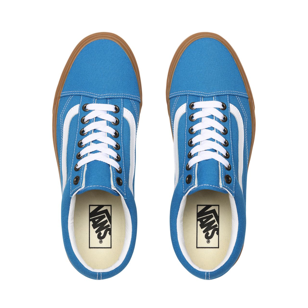 Vans Gum Old Skool Blue Classic Mens Womens - (Gum) Mediterranian Blue/True White VN0A4U3BWYZ Shoes