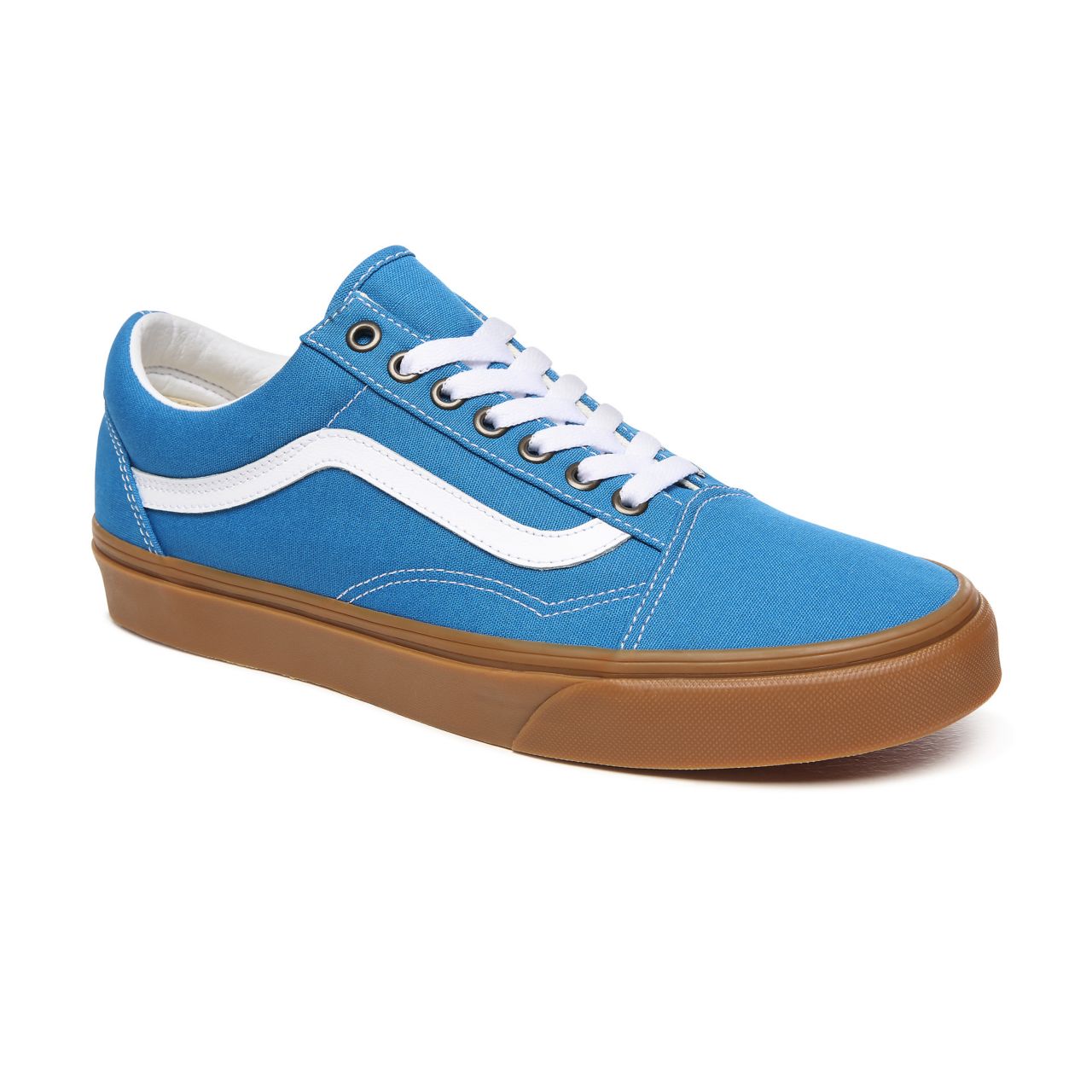 Vans Gum Old Skool Blue Classic Mens Womens - (Gum) Mediterranian Blue/True White VN0A4U3BWYZ Shoes