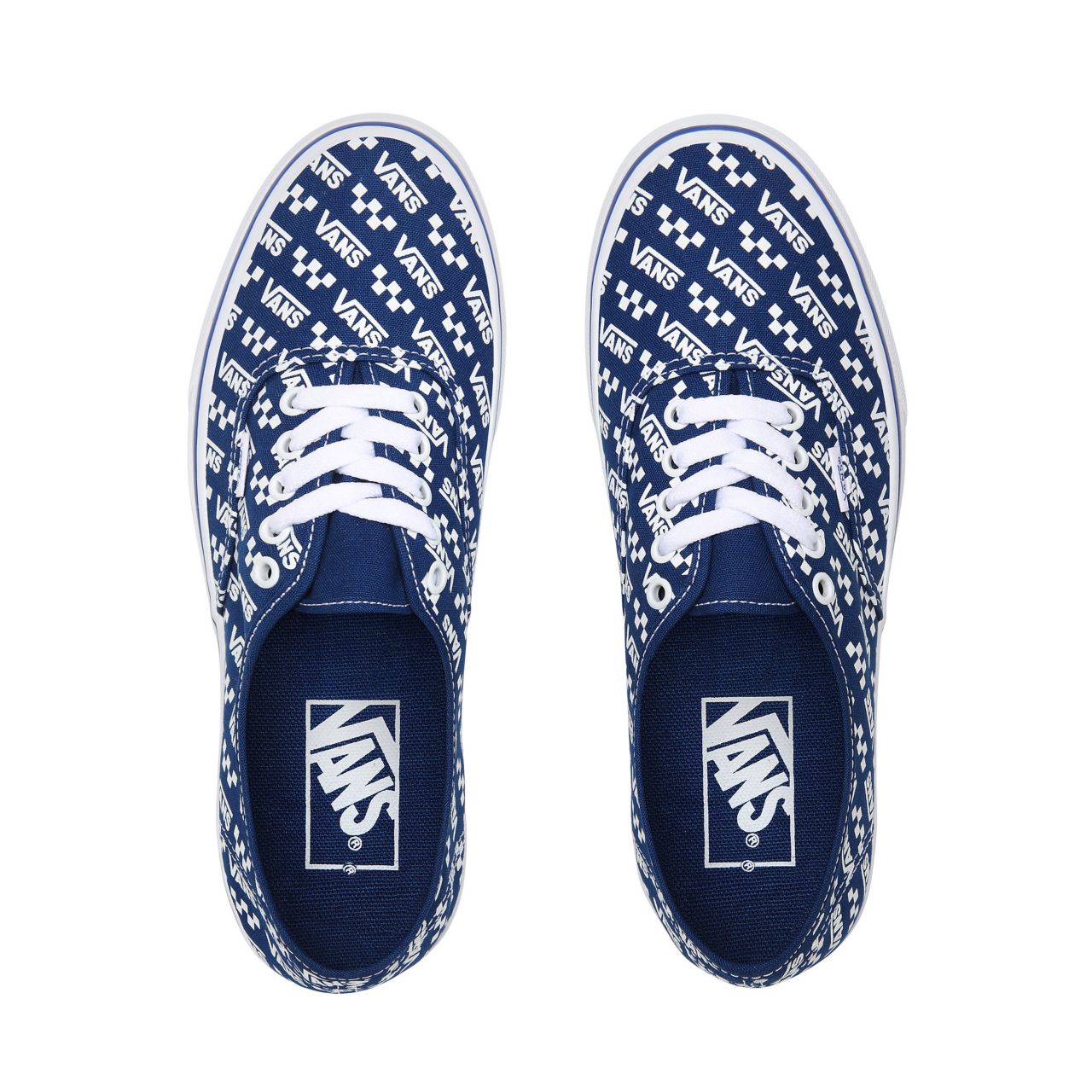 Vans Logo Repeat Authentic Blue Classic Mens Womens - (Logo Repeat) True Blue/True White VN0A2Z5IWH8 Shoes