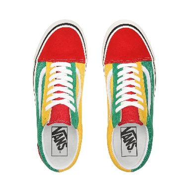 Vans Anaheim Factory Old Skool 36 DX Multicolour Classic Mens Womens - (Anaheim Factory) Og Red/Og Emerald/Og Yellow VN0A38G2XFM Shoes