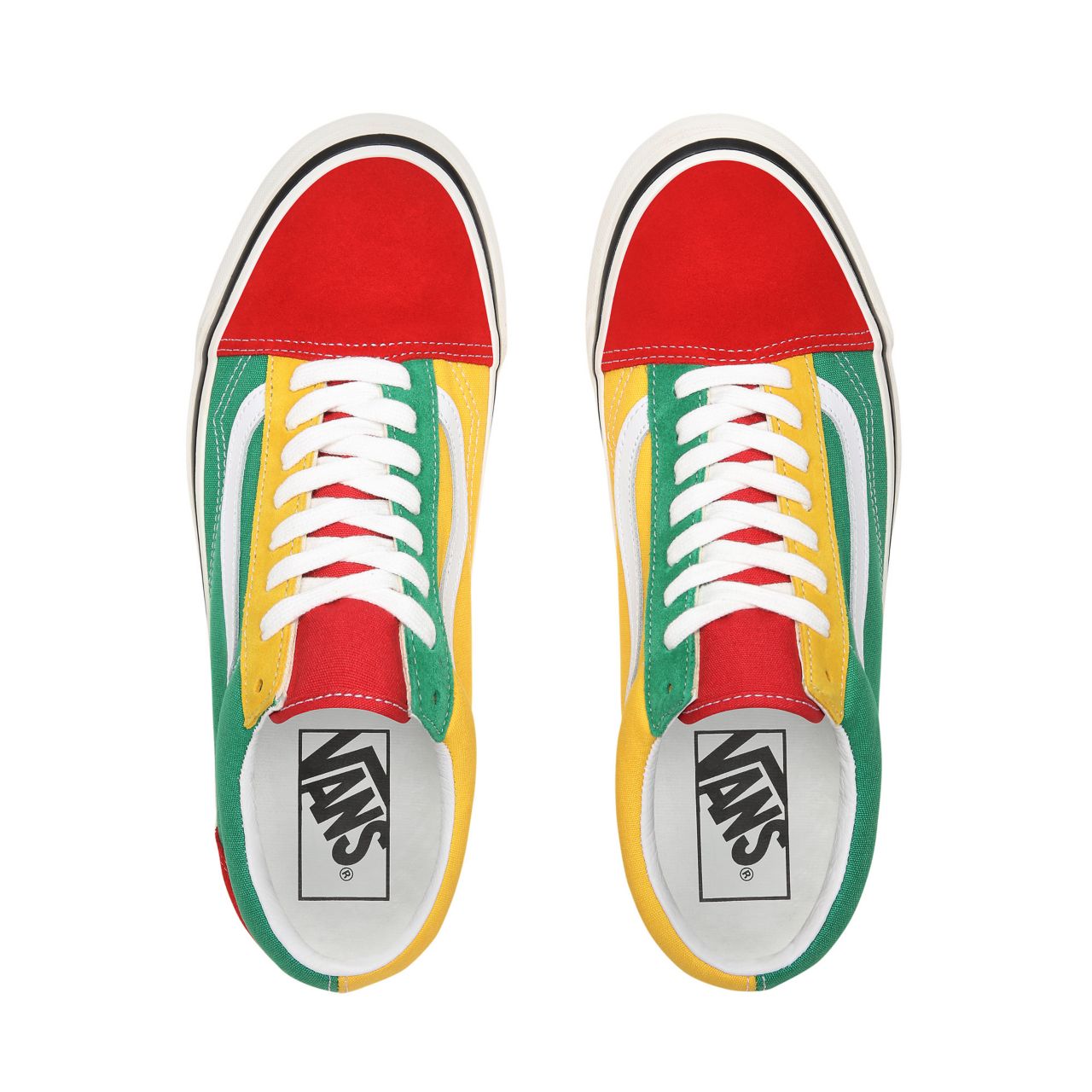 Vans Anaheim Factory Old Skool 36 DX Multicolour Classic Mens Womens - (Anaheim Factory) Og Red/Og Emerald/Og Yellow VN0A38G2XFM Shoes