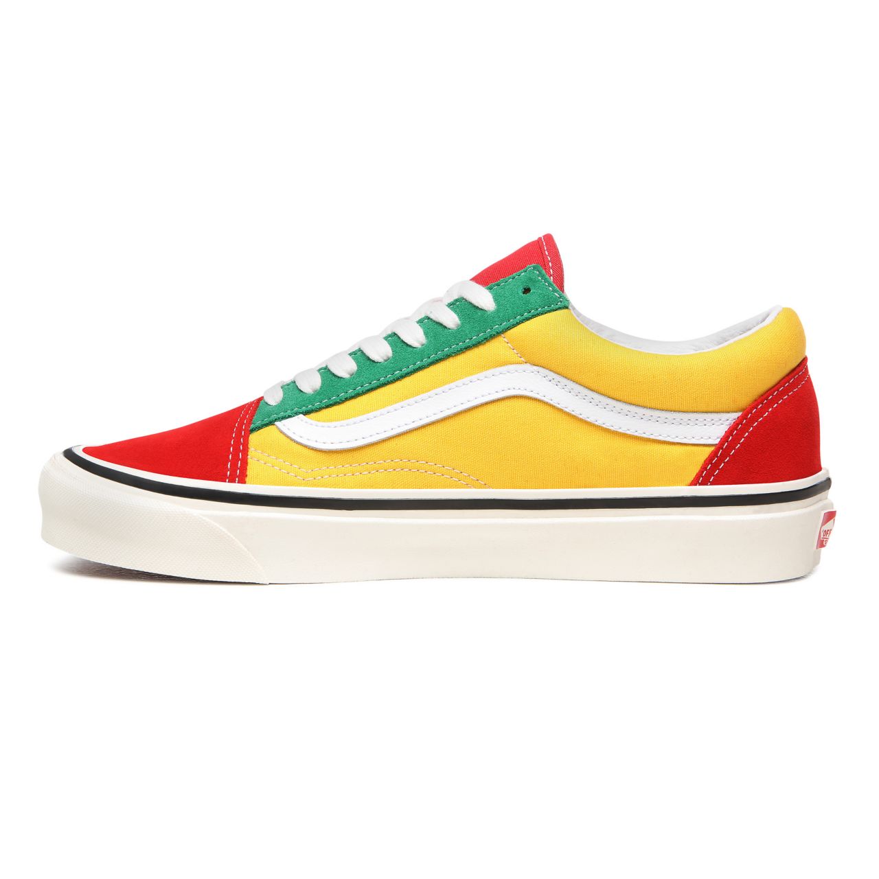 Vans Anaheim Factory Old Skool 36 DX Multicolour Classic Mens Womens - (Anaheim Factory) Og Red/Og Emerald/Og Yellow VN0A38G2XFM Shoes