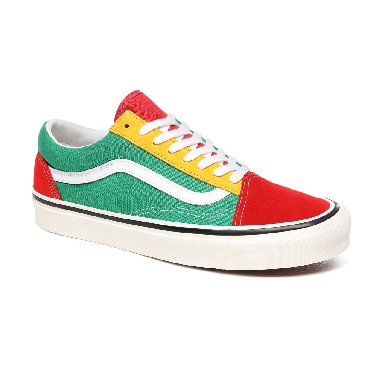 Vans Anaheim Factory Old Skool 36 DX Multicolour Classic Mens Womens - (Anaheim Factory) Og Red/Og Emerald/Og Yellow VN0A38G2XFM Shoes