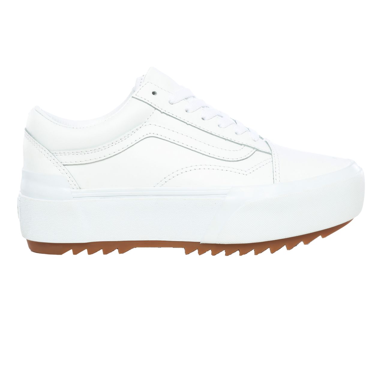 Vans Leather Old Skool Stacked White Classic Womens - (Leather) True White/True White VN0A4U15OER Shoes