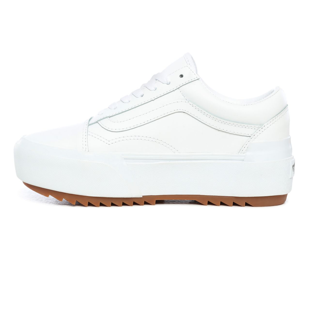 Vans Leather Old Skool Stacked White Classic Womens - (Leather) True White/True White VN0A4U15OER Shoes