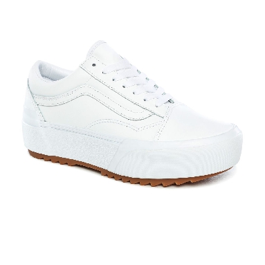 Vans Leather Old Skool Stacked White Classic Womens - (Leather) True White/True White VN0A4U15OER Shoes