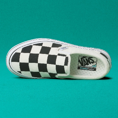 Vans Big Classics Checker Super ComfyCush Slip-On Black Classic Womens - (Big Classics Checker) Black/Off White Check VN0A4U1FXT4 Shoes