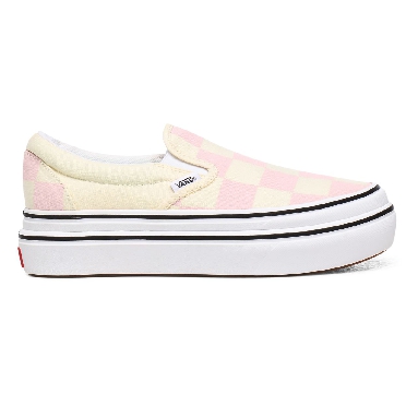 Vans Big Classics Checker Super ComfyCush Slip-On White Classic Womens - (Big Classics Checker) Blushing Bride/Off White Check VN0A4U1FXT5 Shoes