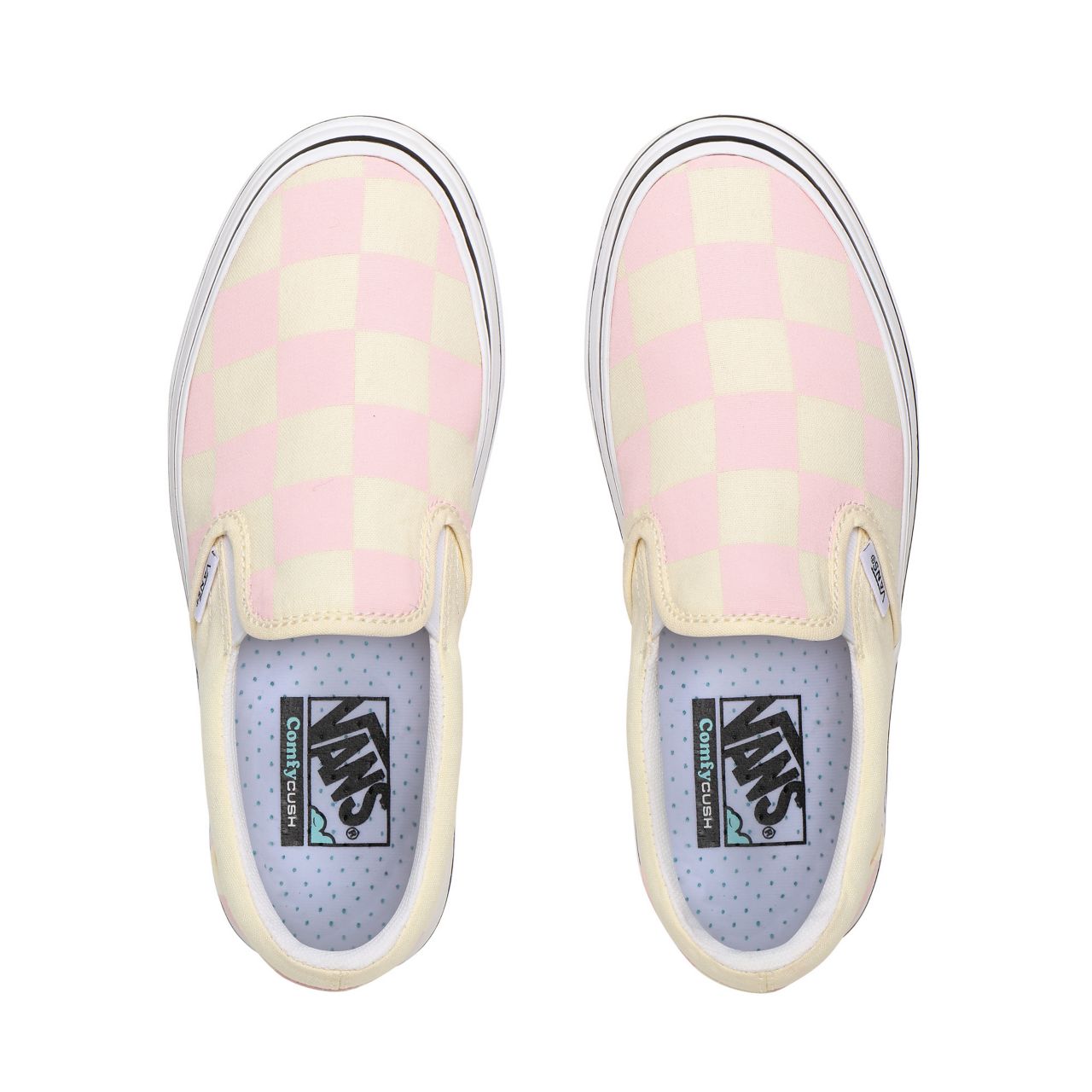 Vans Big Classics Checker Super ComfyCush Slip-On White Classic Womens - (Big Classics Checker) Blushing Bride/Off White Check VN0A4U1FXT5 Shoes