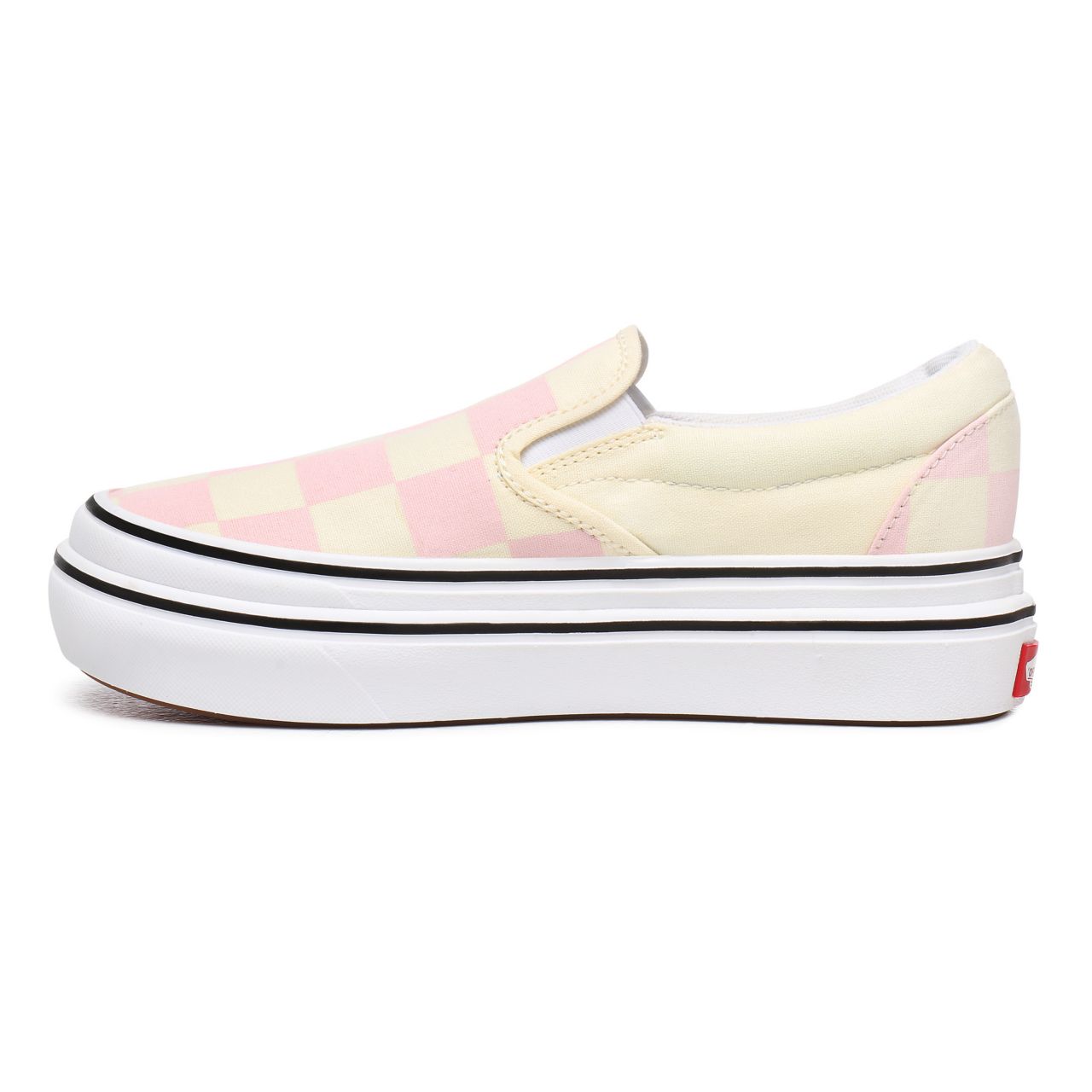 Vans Big Classics Checker Super ComfyCush Slip-On White Classic Womens - (Big Classics Checker) Blushing Bride/Off White Check VN0A4U1FXT5 Shoes