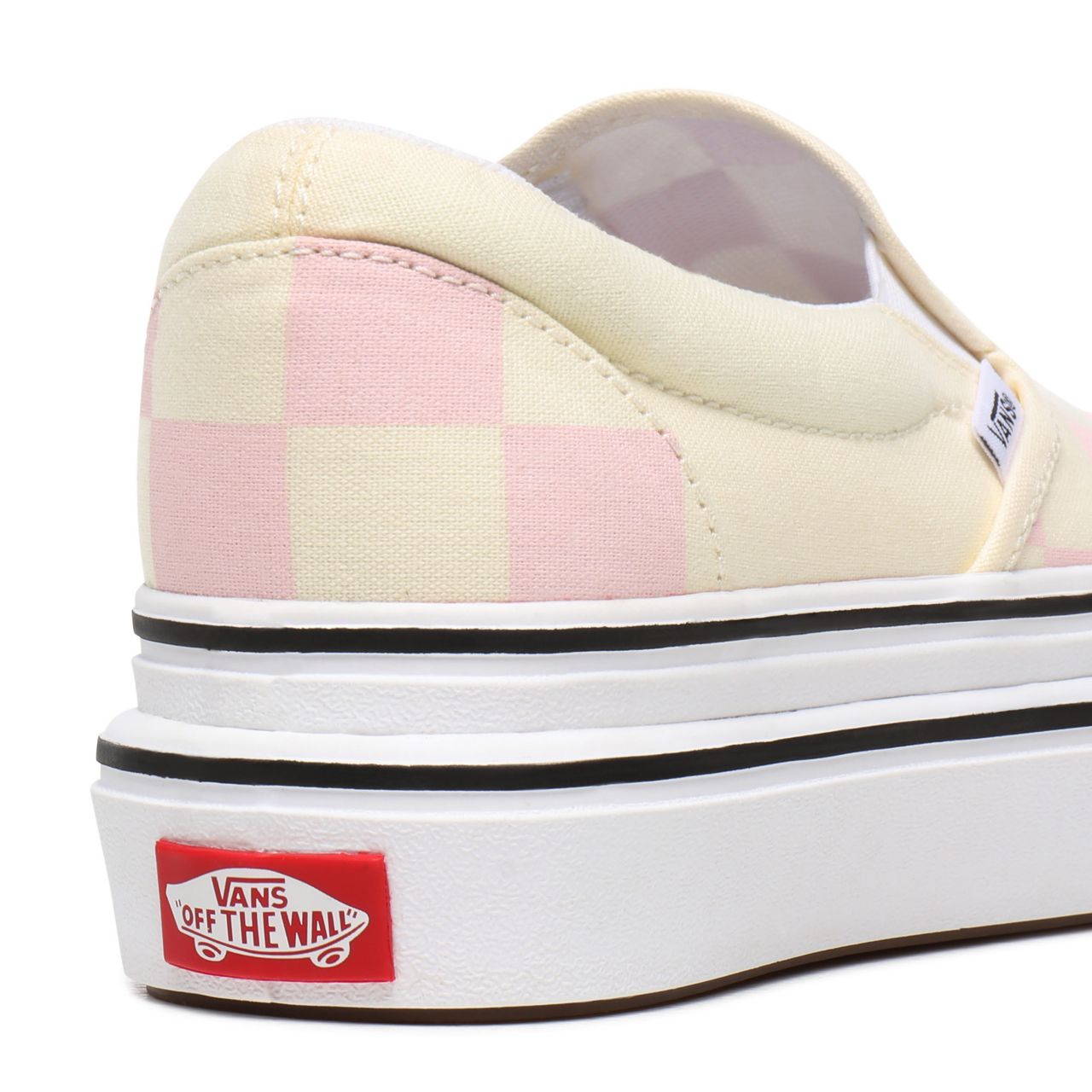 Vans Big Classics Checker Super ComfyCush Slip-On White Classic Womens - (Big Classics Checker) Blushing Bride/Off White Check VN0A4U1FXT5 Shoes