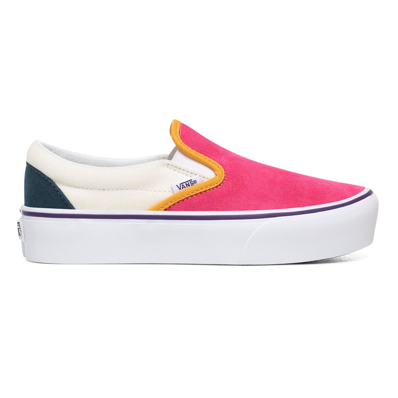 Vans Mini Cord Classic Slip-On Platform Multicolour Classic Womens - (Mini Cord) Multi/True White VN0A3JEZWVY Shoes