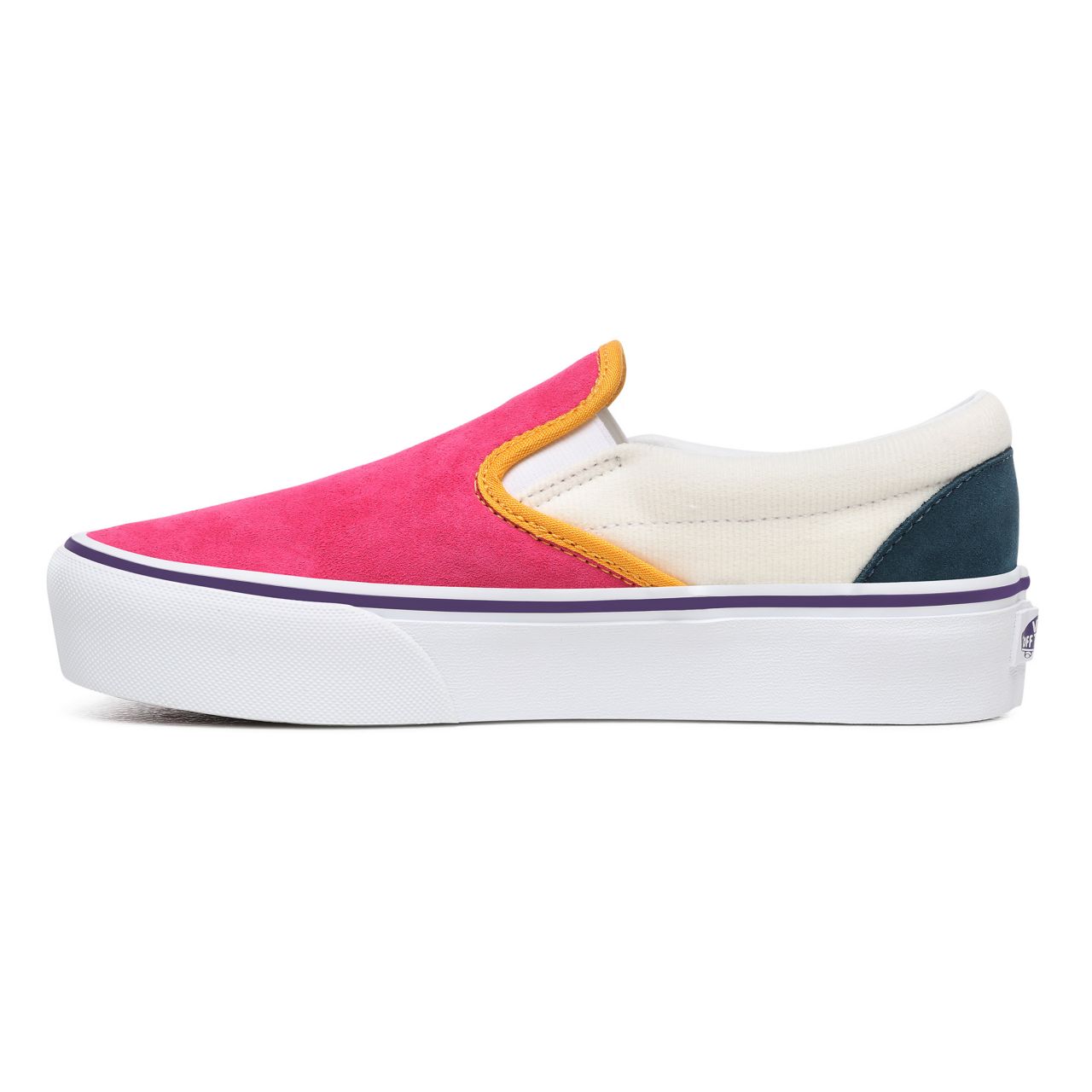 Vans Mini Cord Classic Slip-On Platform Multicolour Classic Womens - (Mini Cord) Multi/True White VN0A3JEZWVY Shoes