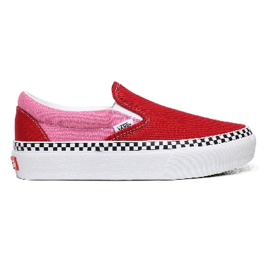 Vans 2-Tone Classic Slip-On Platform Red Classic Womens - (2-Tone) Chili Pepper/Fuchsia Pink VN0A3JEZWVX Shoes