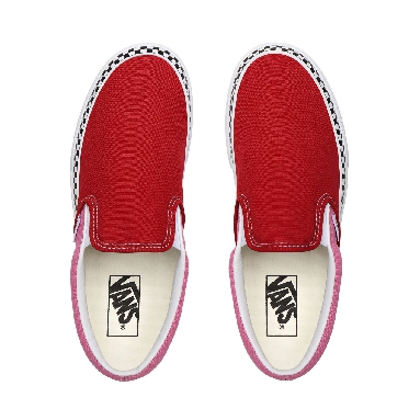 Vans 2-Tone Classic Slip-On Platform Red Classic Womens - (2-Tone) Chili Pepper/Fuchsia Pink VN0A3JEZWVX Shoes