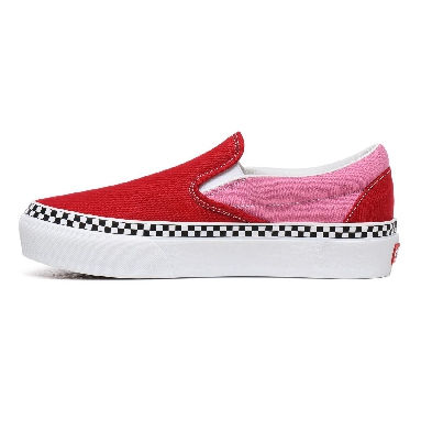 Vans 2-Tone Classic Slip-On Platform Red Classic Womens - (2-Tone) Chili Pepper/Fuchsia Pink VN0A3JEZWVX Shoes