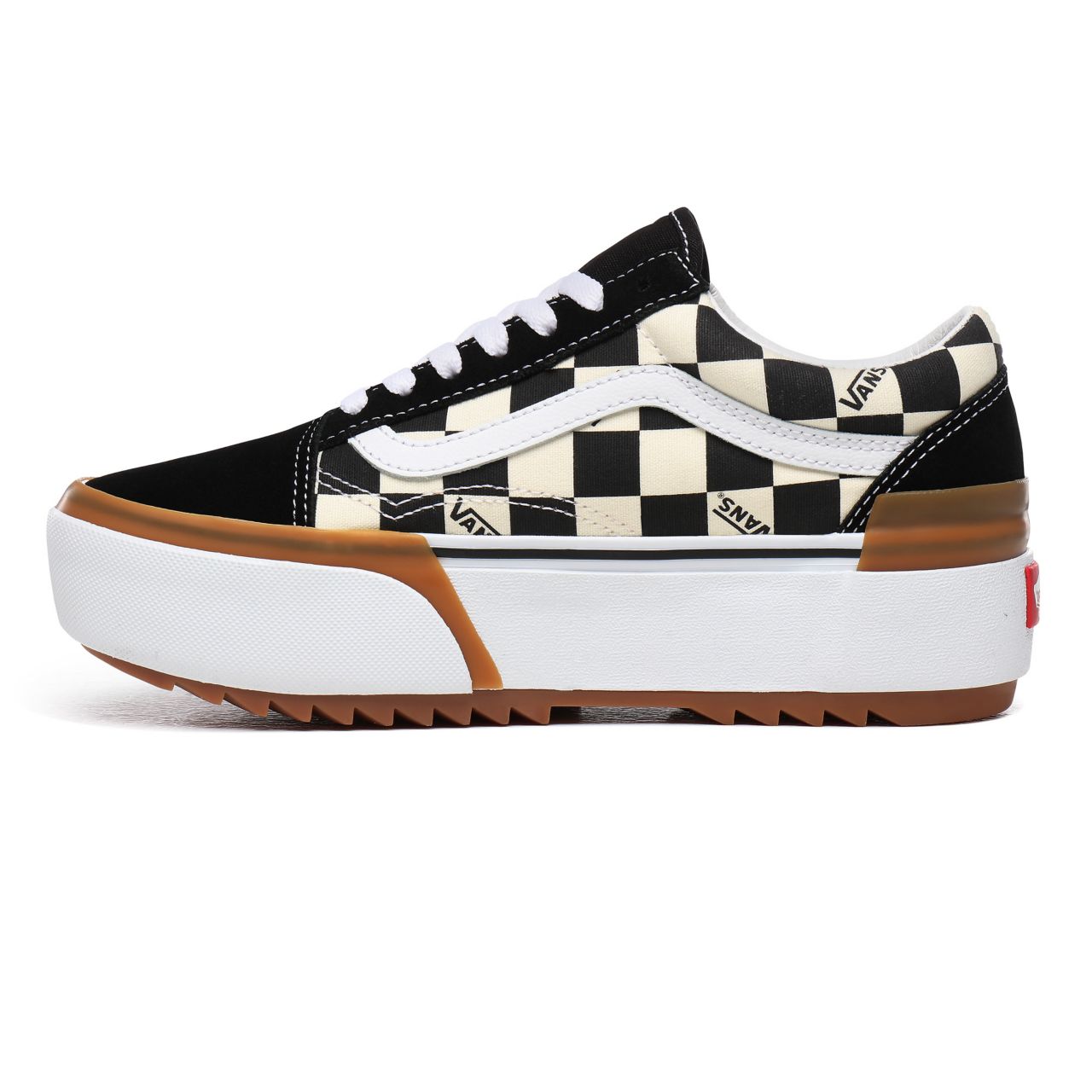 Vans Checkerboard Old Skool Stacked Multicolour Classic Womens - (Checkerboard) Multi/True White VN0A4U15VLV Shoes