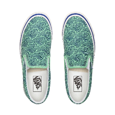 Vans Anaheim Factory Classic Slip-On 98 DX Blue Classic Womens - (Anaheim Factory) Og Wave/Og Neon Green VN0A3JEXWVT Shoes