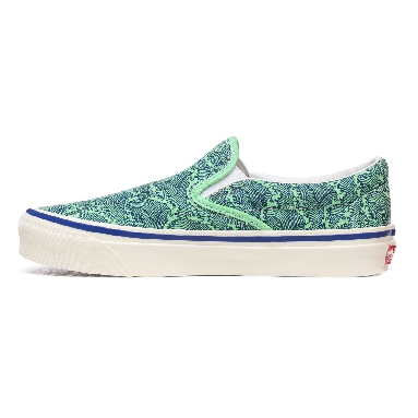 Vans Anaheim Factory Classic Slip-On 98 DX Blue Classic Womens - (Anaheim Factory) Og Wave/Og Neon Green VN0A3JEXWVT Shoes