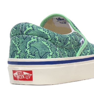 Vans Anaheim Factory Classic Slip-On 98 DX Blue Classic Womens - (Anaheim Factory) Og Wave/Og Neon Green VN0A3JEXWVT Shoes