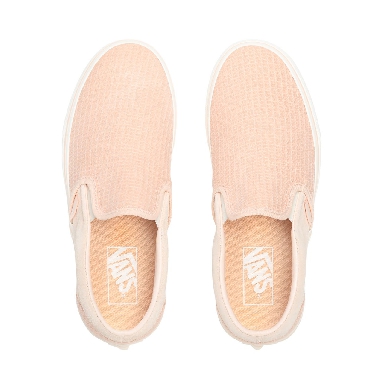 Vans Multi Woven Classic Slip-On Pink Classic Womens - (Multi Woven) Creme De Peche/Snow White VN0A4U38WSZ Shoes