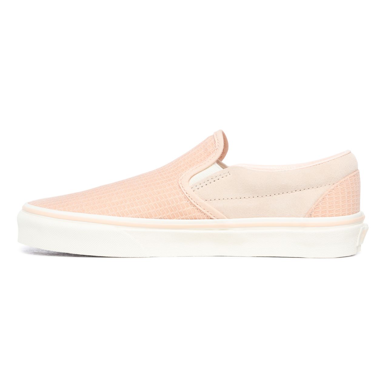 Vans Multi Woven Classic Slip-On Pink Classic Womens - (Multi Woven) Creme De Peche/Snow White VN0A4U38WSZ Shoes