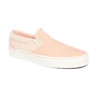 Vans Multi Woven Classic Slip-On Pink Classic Womens - (Multi Woven) Creme De Peche/Snow White VN0A4U38WSZ Shoes