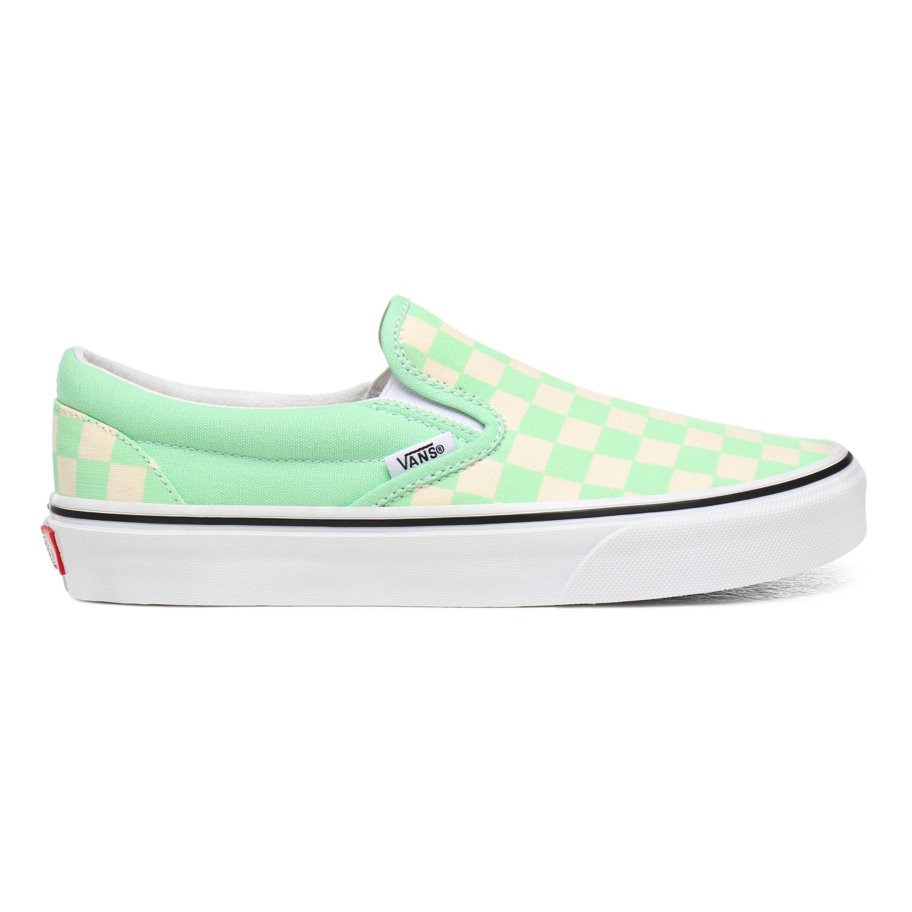 Vans Checkerboard Classic Slip-On Green Classic Womens - (Checkerboard) Green Ash/True White VN0A4U38WS1 Shoes