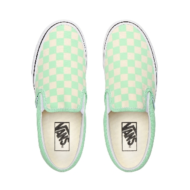 Vans Checkerboard Classic Slip-On Green Classic Womens - (Checkerboard) Green Ash/True White VN0A4U38WS1 Shoes