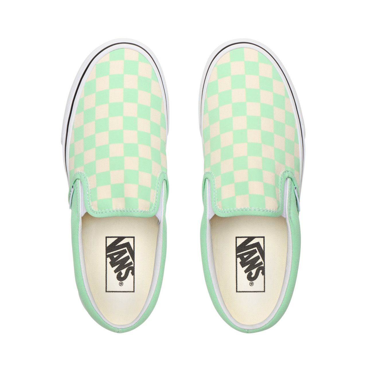 Vans Checkerboard Classic Slip-On Green Classic Womens - (Checkerboard) Green Ash/True White VN0A4U38WS1 Shoes