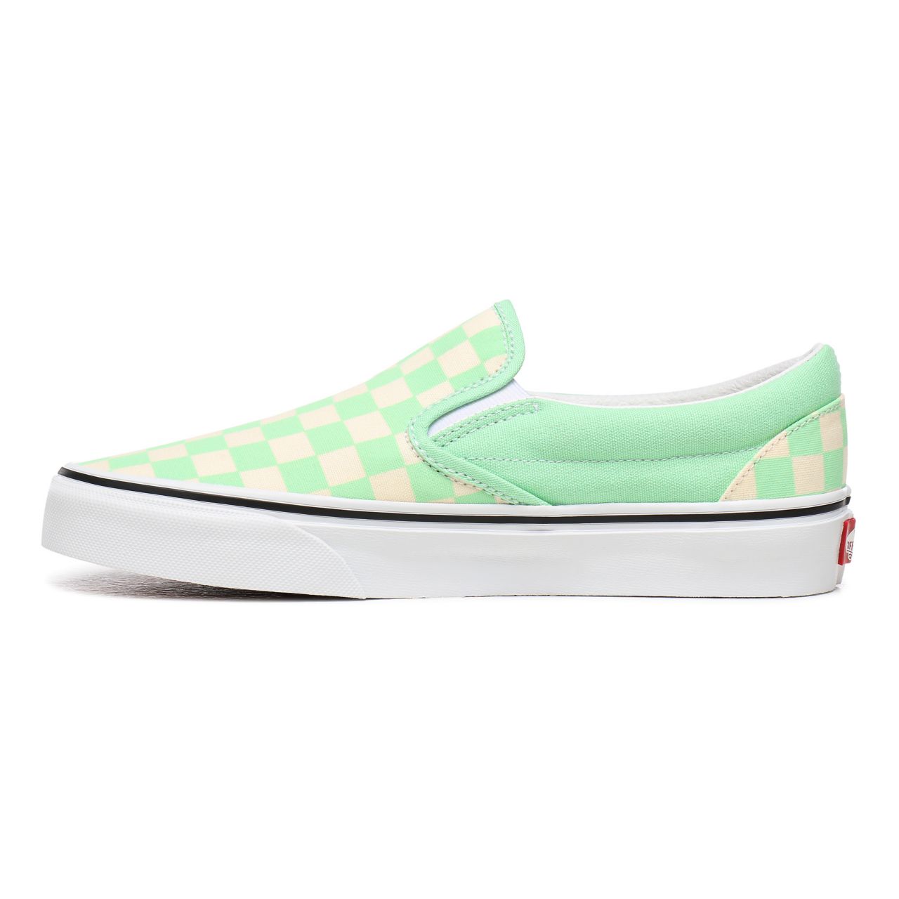 Vans Checkerboard Classic Slip-On Green Classic Womens - (Checkerboard) Green Ash/True White VN0A4U38WS1 Shoes