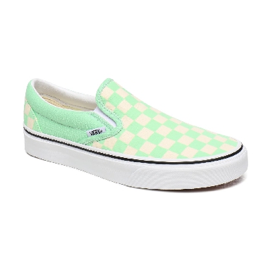 Vans Checkerboard Classic Slip-On Green Classic Womens - (Checkerboard) Green Ash/True White VN0A4U38WS1 Shoes