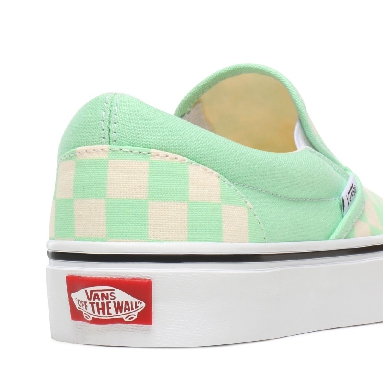 Vans Checkerboard Classic Slip-On Green Classic Womens - (Checkerboard) Green Ash/True White VN0A4U38WS1 Shoes