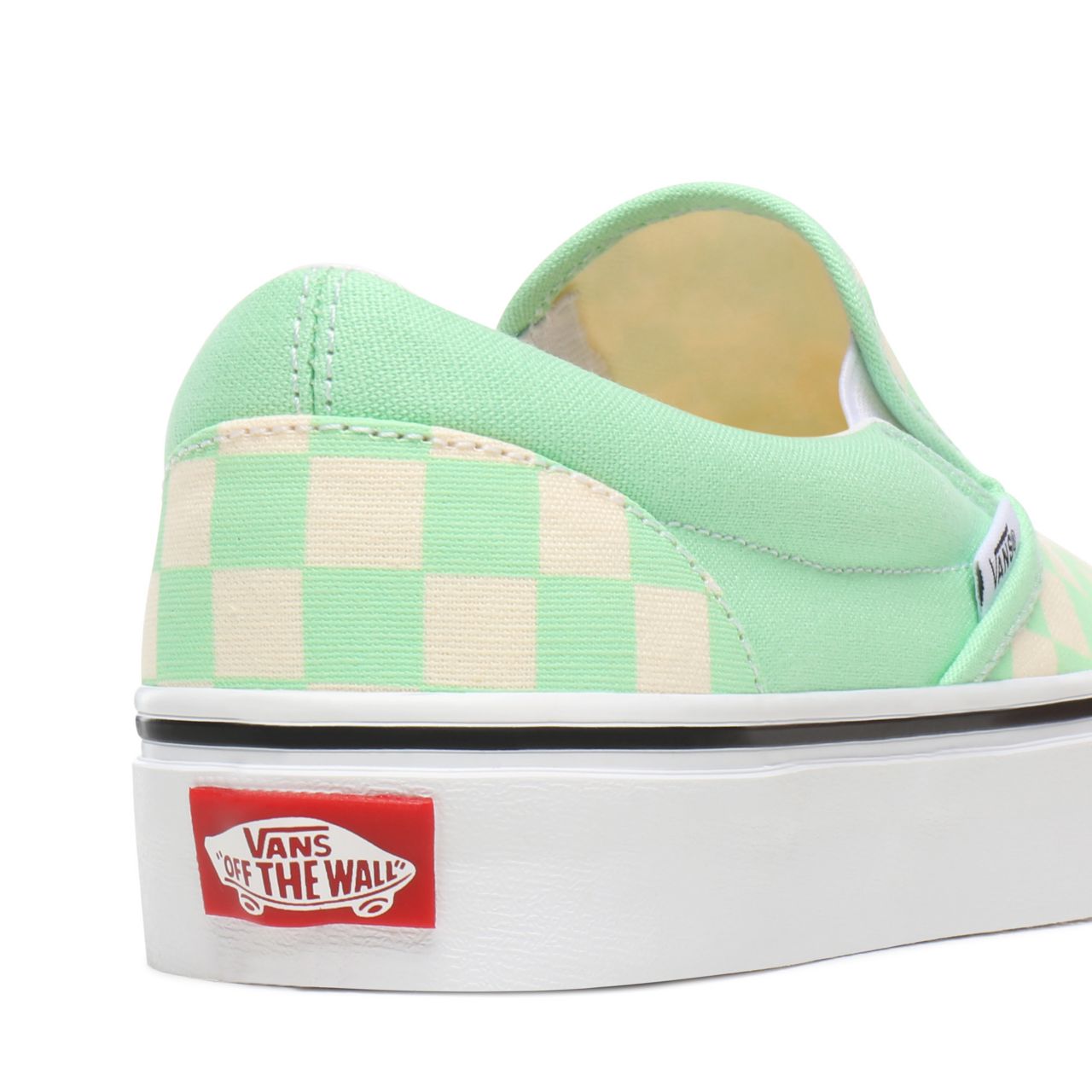 Vans Checkerboard Classic Slip-On Green Classic Womens - (Checkerboard) Green Ash/True White VN0A4U38WS1 Shoes