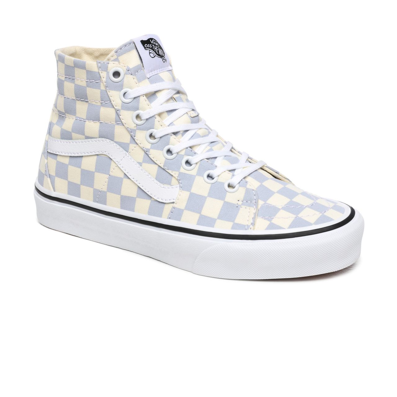 Vans Checkerboard Sk8-Hi Tapered Blue Classic Womens - (Checkerboard) Zen Blue/True White VN0A4U16XHX Shoes