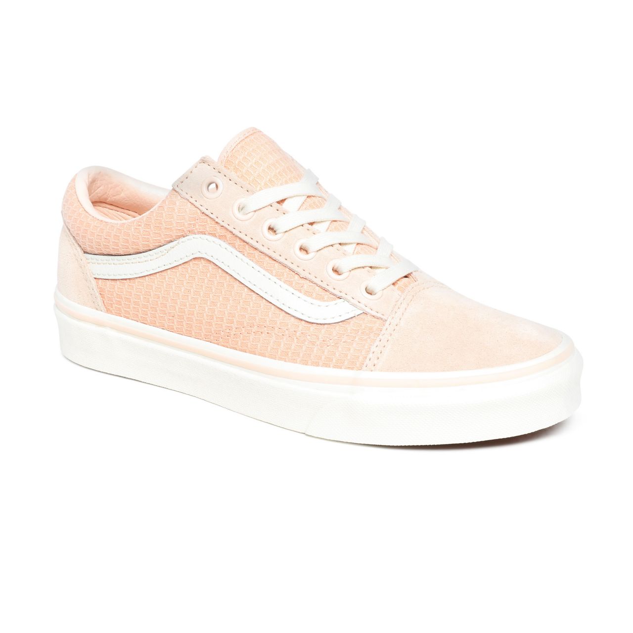 Vans Multi Woven Old Skool Pink Classic Womens - (Multi Woven) Creme De Peche/Snow White VN0A4U3BXF4 Shoes